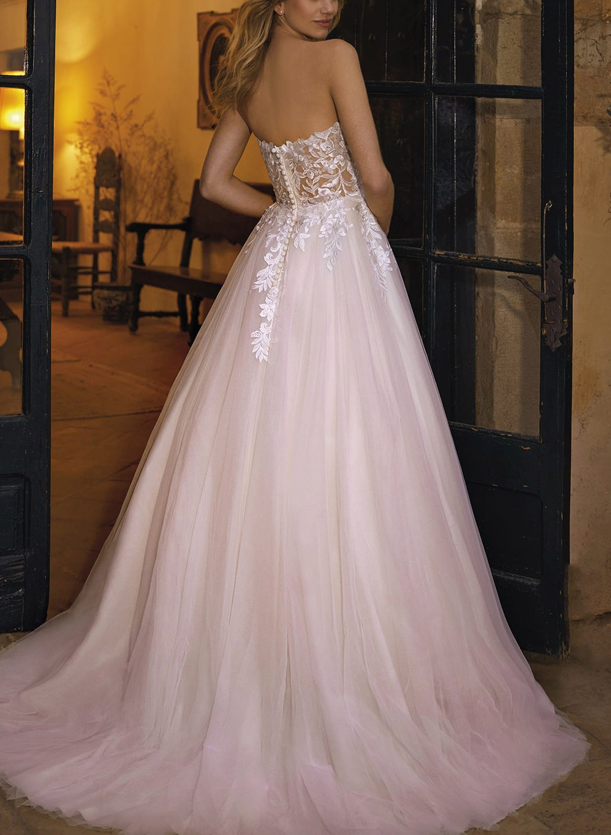 Dreamy Princess Ball Gown A-Line V-Neck Tulle Wedding Dresses With Appliques Lace