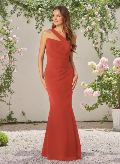 Classic Trumpet One-Shoulder Sleeveless Elastic Satin Bridesmaid Dresses