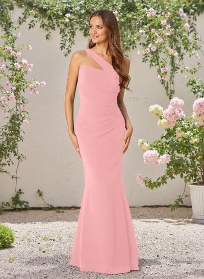 Classic Trumpet One-Shoulder Sleeveless Elastic Satin Bridesmaid Dresses