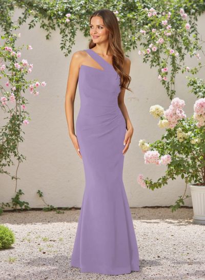 Classic Trumpet One-Shoulder Sleeveless Elastic Satin Bridesmaid Dresses