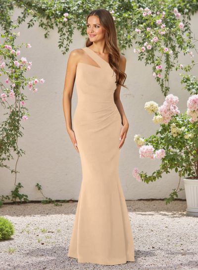 Classic Trumpet One-Shoulder Sleeveless Elastic Satin Bridesmaid Dresses