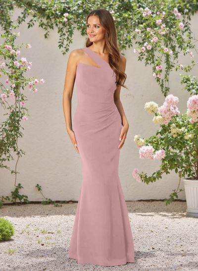 Classic Trumpet One-Shoulder Sleeveless Elastic Satin Bridesmaid Dresses