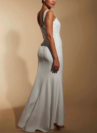 Classic Trumpet Square Neckline Bridesmaid Dresses With Buttons Down The Back