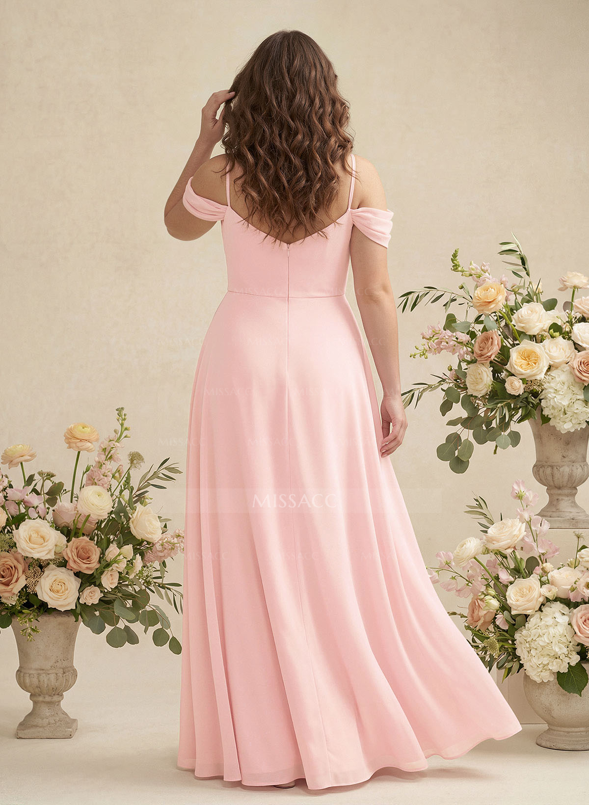 Modest A-Line Off-The-Shoulder Floor-Length Chiffon Bridesmaid Dresses