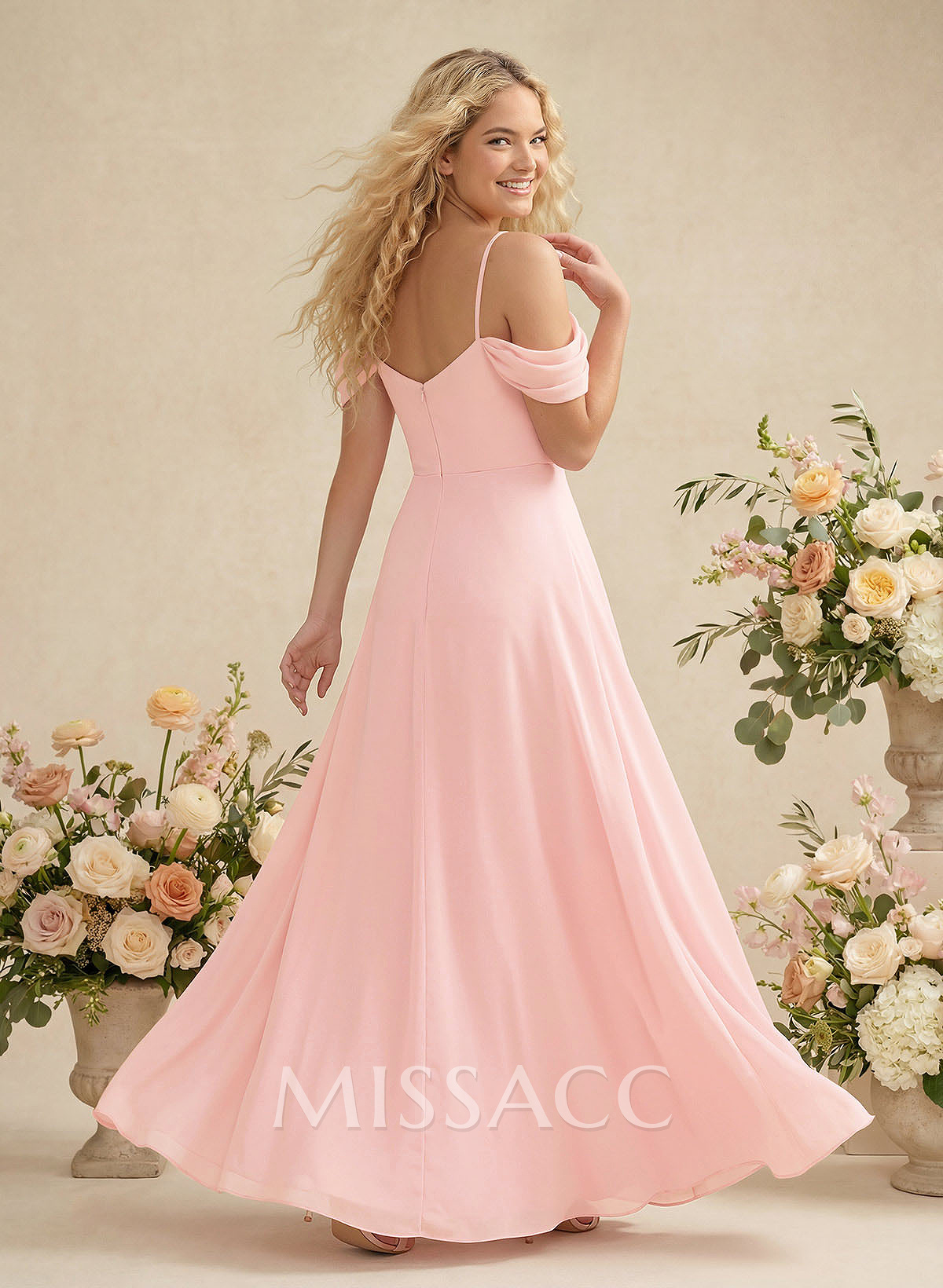 Modest A-Line Off-The-Shoulder Floor-Length Chiffon Bridesmaid Dresses Modest A-Line Off-The-Shoulder Floor-Length Chiffon Bridesmaid Dresses