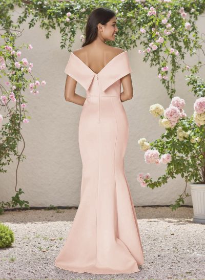 Simple Off-The-Shoulder Mermaid Sweep Train Elastic Satin Bridesmaid Dresses