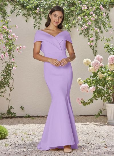 Simple Off-The-Shoulder Mermaid Sweep Train Satin Bridesmaid Dresses