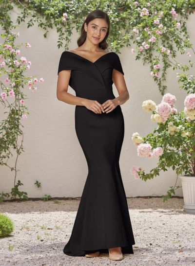 Simple Off-The-Shoulder Mermaid Sweep Train Satin Bridesmaid Dresses