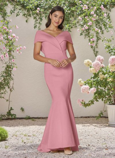 Simple Off-The-Shoulder Mermaid Sweep Train Satin Bridesmaid Dresses