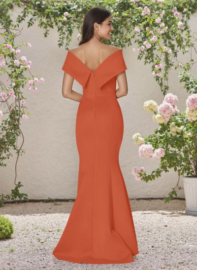 Simple Off-The-Shoulder Mermaid Sweep Train Satin Bridesmaid Dresses
