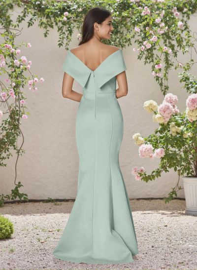 Simple Off-The-Shoulder Mermaid Sweep Train Satin Bridesmaid Dresses