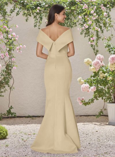 Simple Off-The-Shoulder Mermaid Sweep Train Satin Bridesmaid Dresses