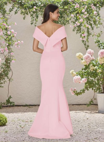 Simple Off-The-Shoulder Mermaid Sweep Train Satin Bridesmaid Dresses