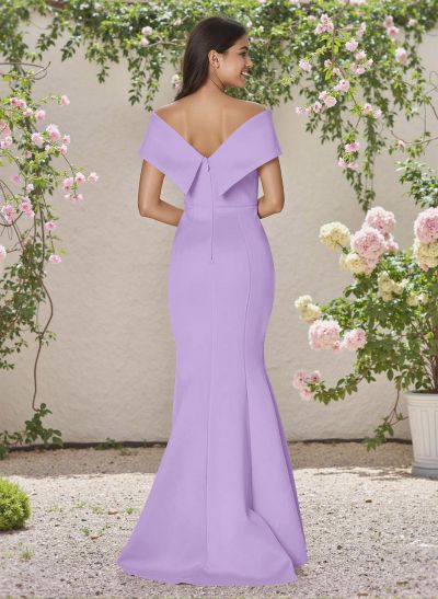 Simple Off-The-Shoulder Mermaid Sweep Train Satin Bridesmaid Dresses