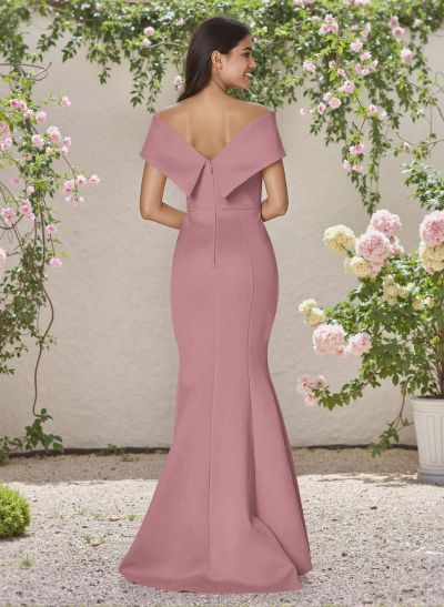 Simple Off-The-Shoulder Mermaid Sweep Train Satin Bridesmaid Dresses