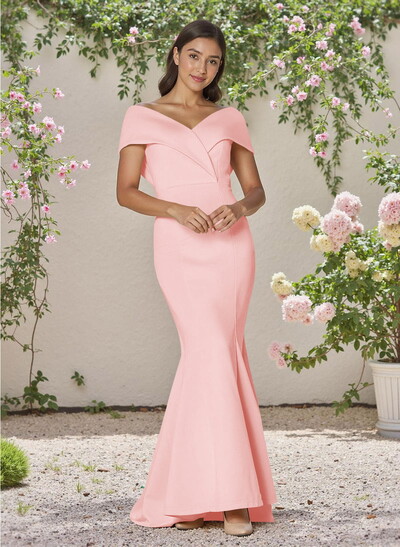Simple Off-The-Shoulder Mermaid Sweep Train Satin Bridesmaid Dresses