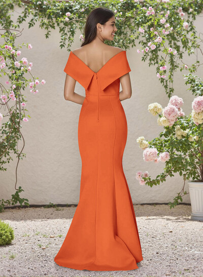 Simple Off-The-Shoulder Mermaid Sweep Train Satin Bridesmaid Dresses