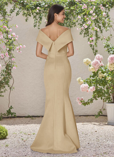Simple Off-The-Shoulder Mermaid Sweep Train Satin Bridesmaid Dresses