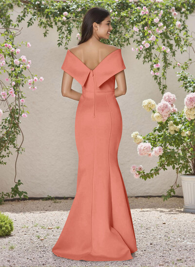Simple Off-The-Shoulder Mermaid Sweep Train Satin Bridesmaid Dresses