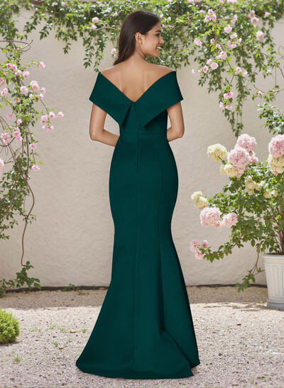 Simple Off-The-Shoulder Mermaid Sweep Train Satin Bridesmaid Dresses