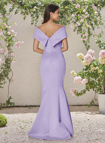 Simple Off-The-Shoulder Mermaid Sweep Train Satin Bridesmaid Dresses