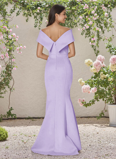 Simple Off-The-Shoulder Mermaid Sweep Train Satin Bridesmaid Dresses