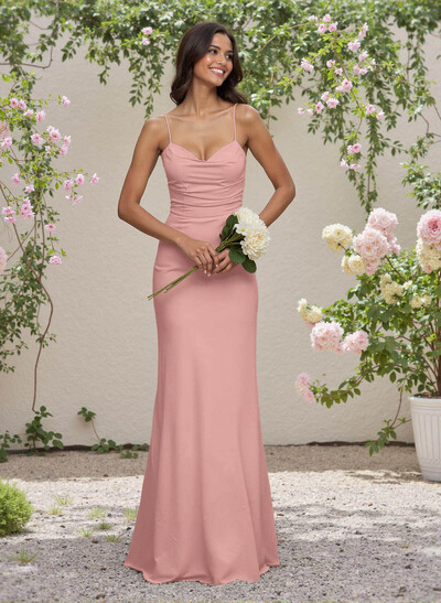 Simple Sweetheart Spaghetti Straps Floor-Length Chiffon Bridesmaid Dresses