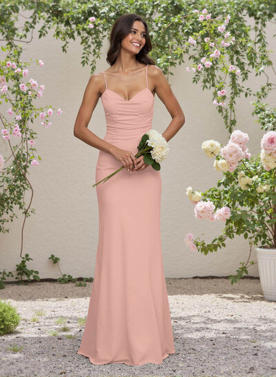 Simple Sweetheart Spaghetti Straps Floor-Length Chiffon Bridesmaid Dresses