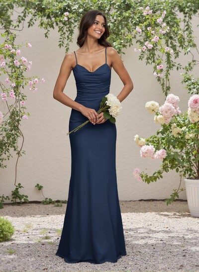 Simple Sweetheart Spaghetti Straps Floor-Length Chiffon Bridesmaid Dresses