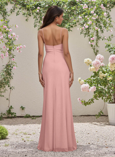 Simple Sweetheart Spaghetti Straps Floor-Length Chiffon Bridesmaid Dresses