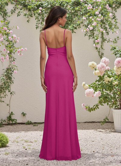 Simple Sweetheart Spaghetti Straps Floor-Length Chiffon Bridesmaid Dresses