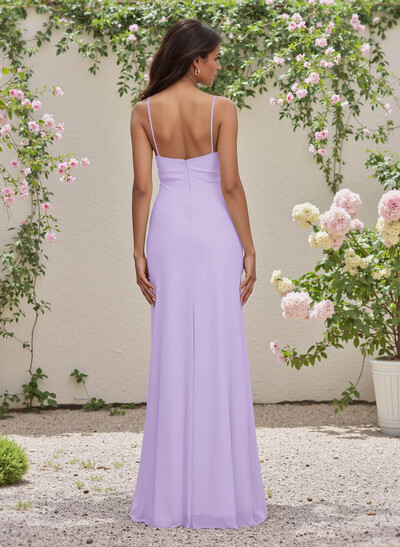 Simple Sweetheart Spaghetti Straps Floor-Length Chiffon Bridesmaid Dresses