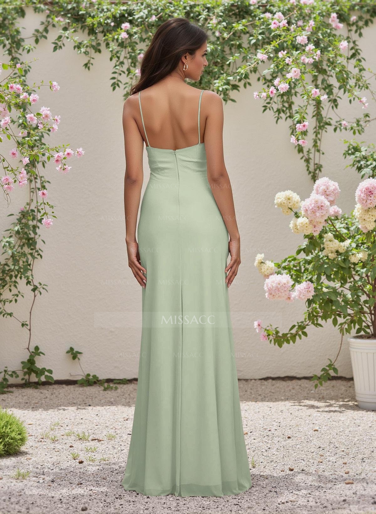 Simple Sweetheart Spaghetti Straps Floor-Length Chiffon Bridesmaid Dresses