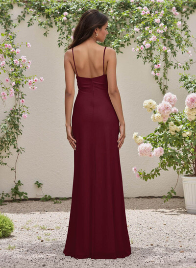 Simple Sweetheart Spaghetti Straps Floor-Length Chiffon Bridesmaid Dresses