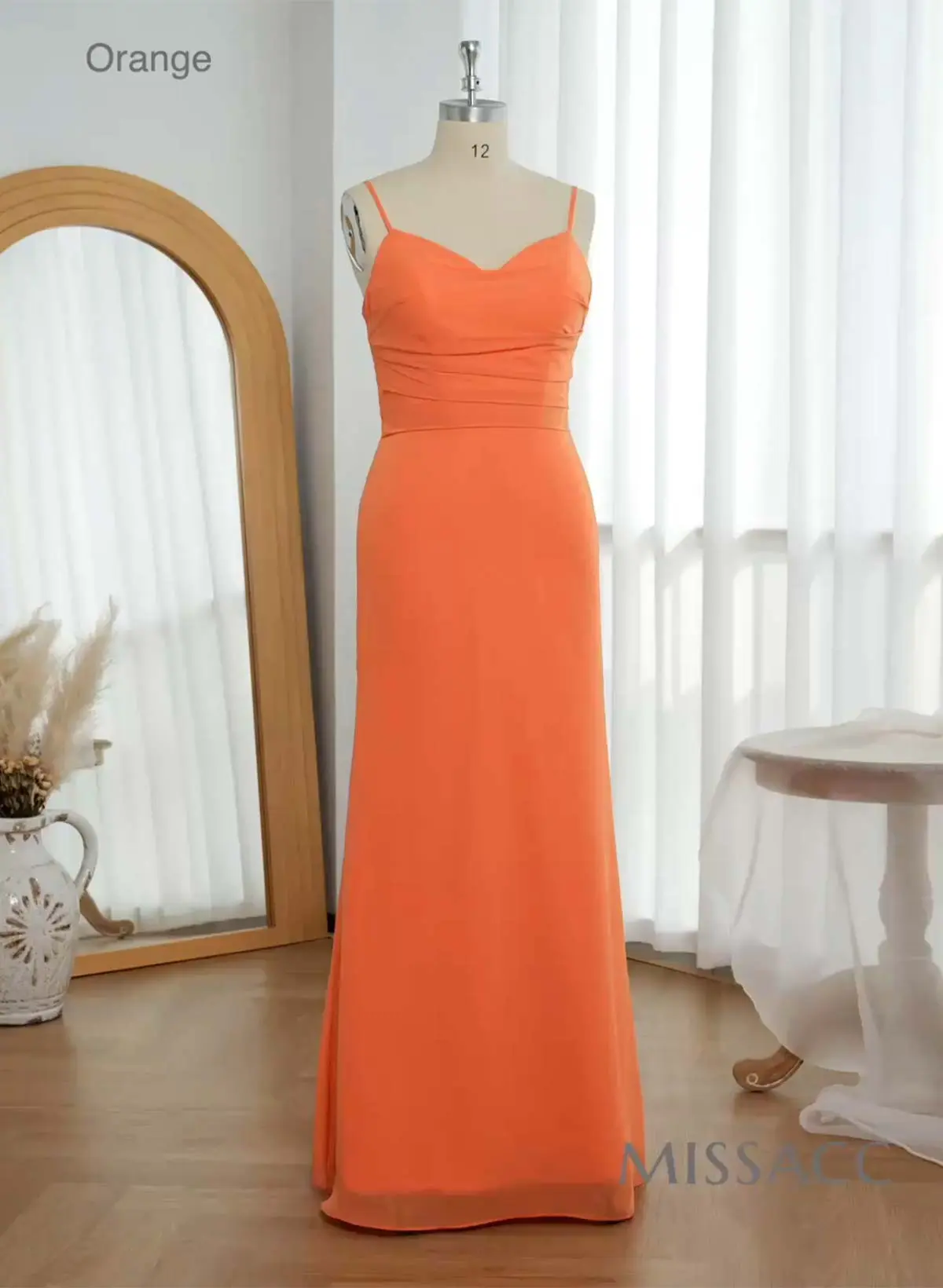 Simple Sweetheart Spaghetti Straps Floor-Length Chiffon Bridesmaid Dresses