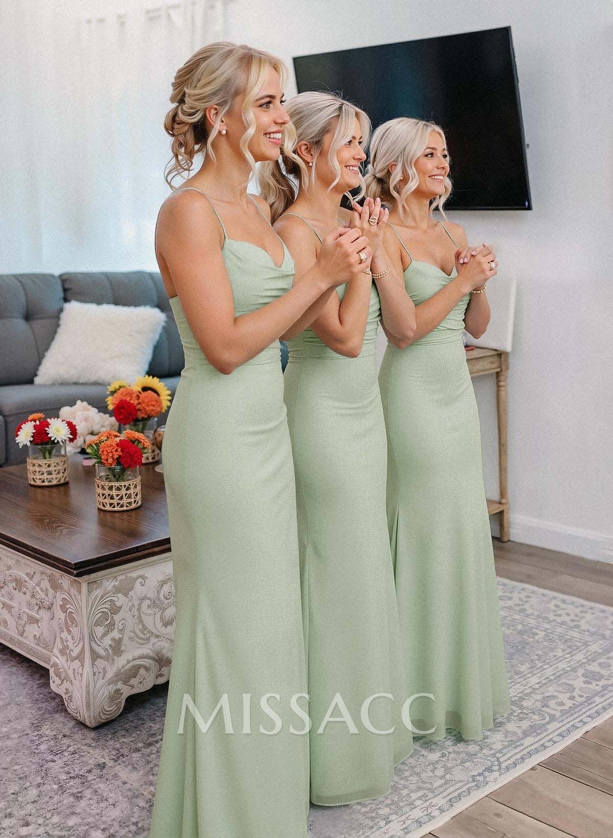 Simple Sweetheart Spaghetti Straps Floor-Length Chiffon Bridesmaid Dresses Simple Sweetheart Spaghetti Straps Floor-Length Chiffon Bridesmaid Dresses