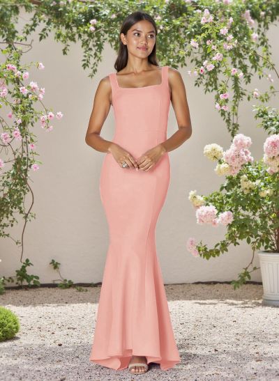 Flattering Trumpet Square Neckline Sleeveless Elastic Satin Bridesmaid Dresses