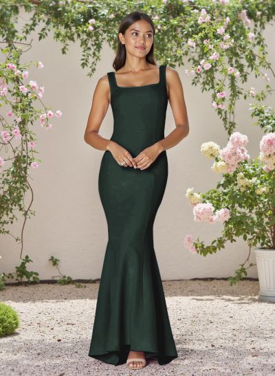 Flattering Trumpet Square Neckline Sleeveless Elastic Satin Bridesmaid Dresses