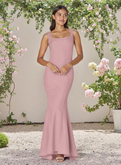 Flattering Trumpet Square Neckline Sleeveless Elastic Satin Bridesmaid Dresses
