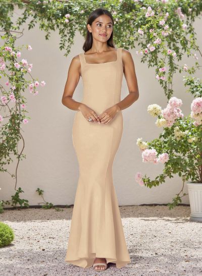 Flattering Trumpet Square Neckline Sleeveless Elastic Satin Bridesmaid Dresses