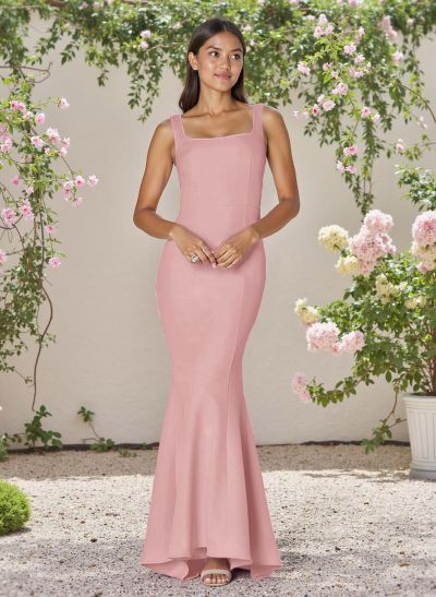 Flattering Trumpet Square Neckline Sleeveless Elastic Satin Bridesmaid Dresses