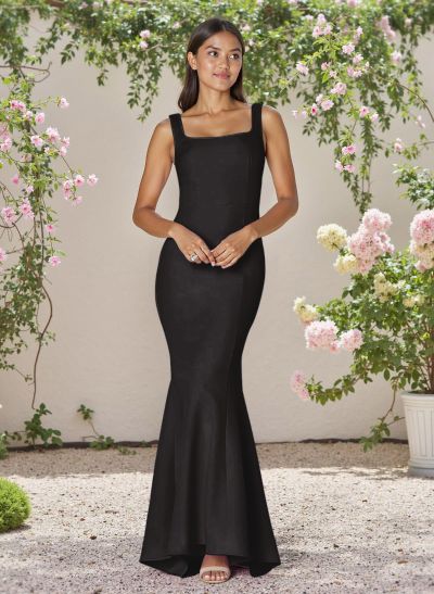 Flattering Trumpet Square Neckline Sleeveless Elastic Satin Bridesmaid Dresses