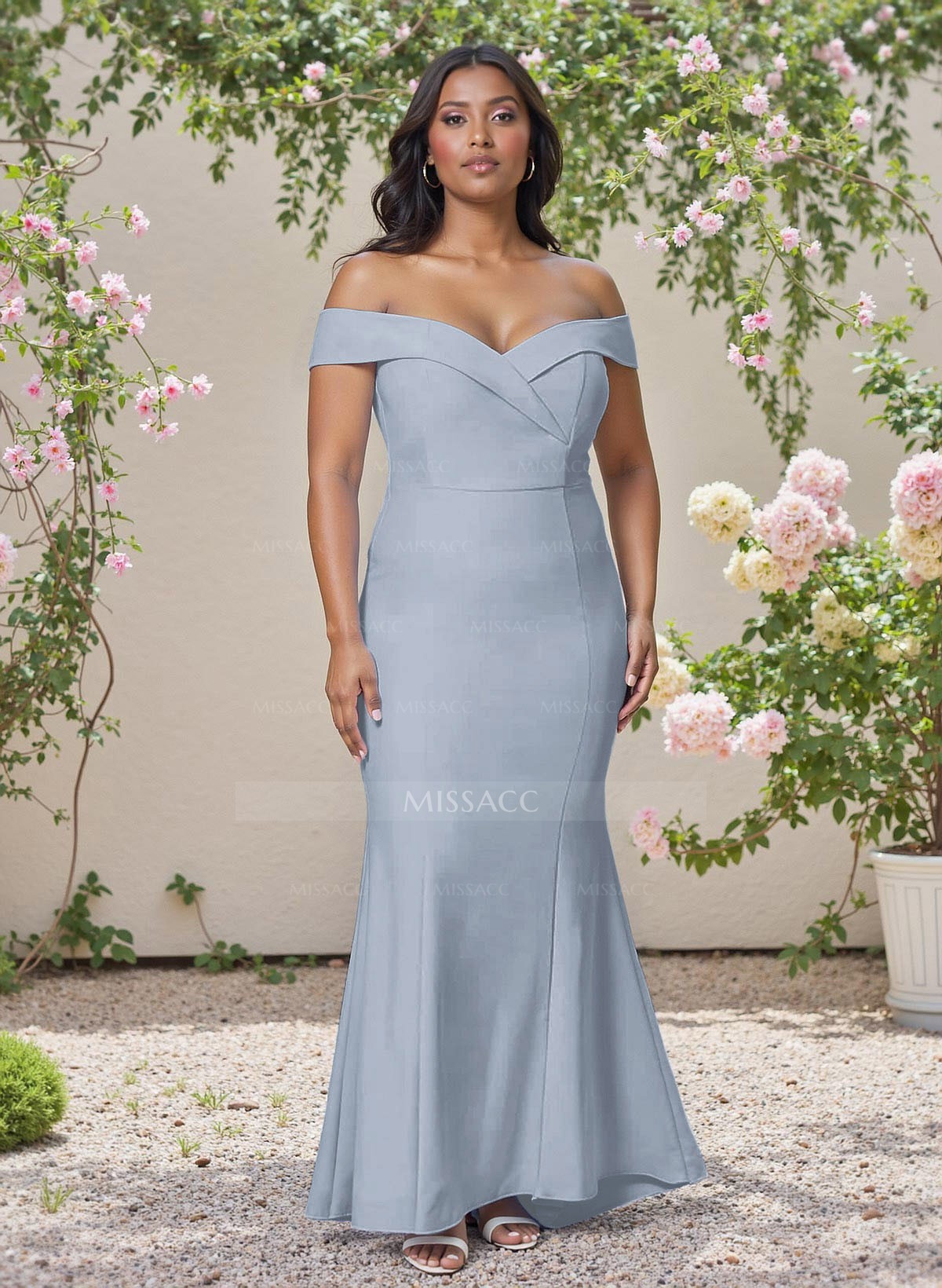 Flattering Trumpet Off-The-Shoulder Elastic Satin Bridesmaid Dresses