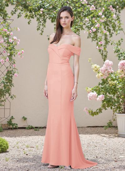 Flattering Trumpet Off-The-Shoulder Elastic Satin Bridesmaid Dresses