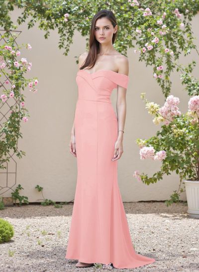Flattering Trumpet Off-The-Shoulder Elastic Satin Bridesmaid Dresses