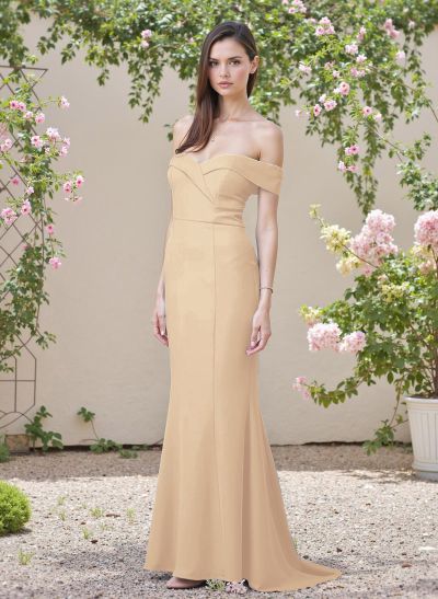 Flattering Trumpet Off-The-Shoulder Elastic Satin Bridesmaid Dresses
