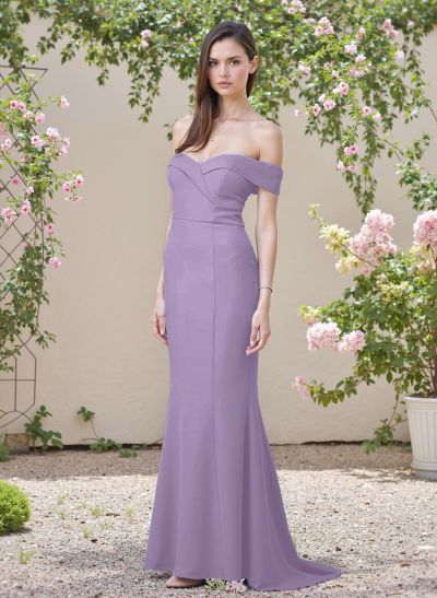 Flattering Trumpet Off-The-Shoulder Elastic Satin Bridesmaid Dresses