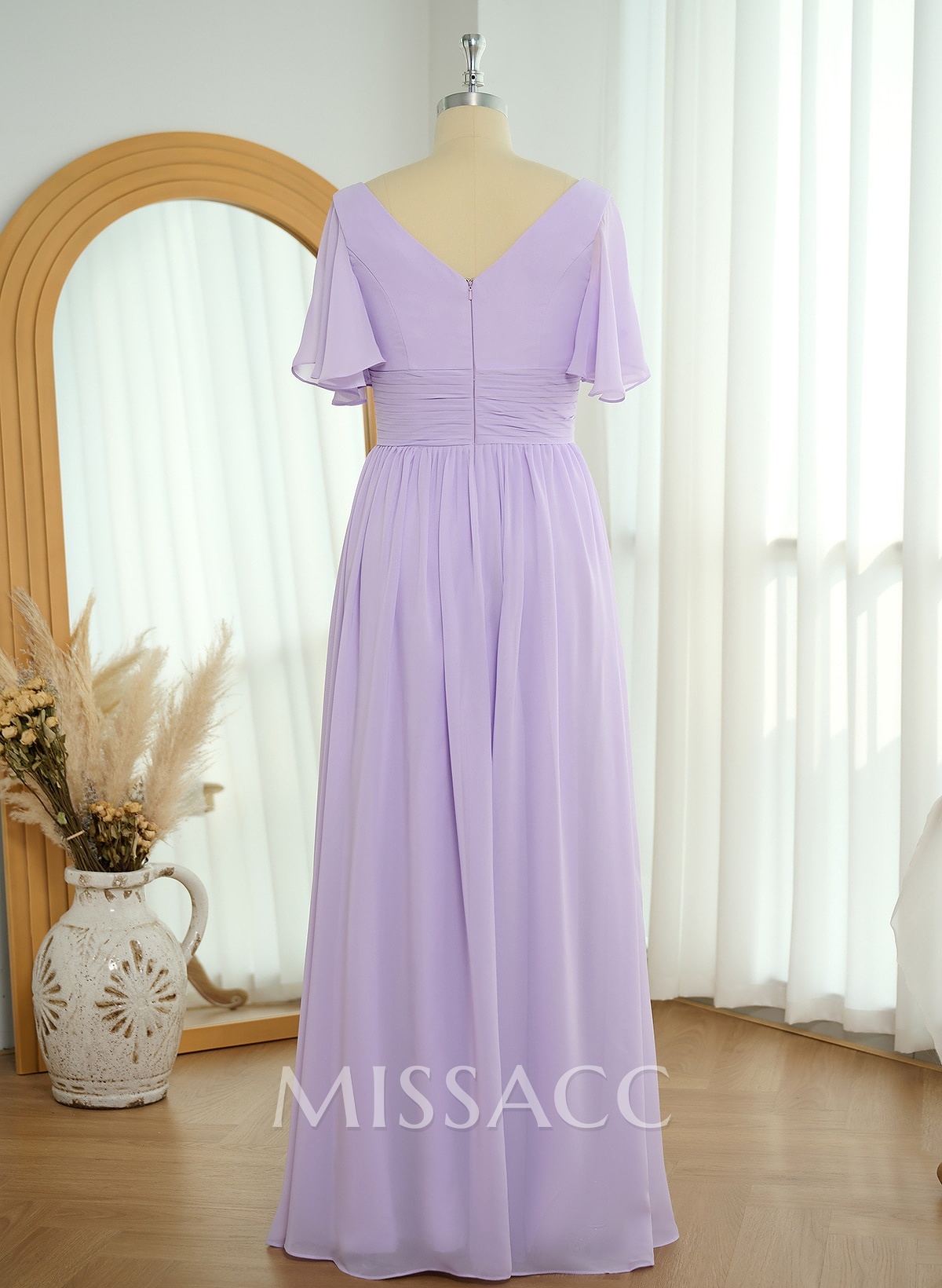 Classy A-Line V-Neck Flutter Sleeve Chiffon Bridesmaid Dresses Classy A-Line V-Neck Flutter Sleeve Chiffon Bridesmaid Dresses