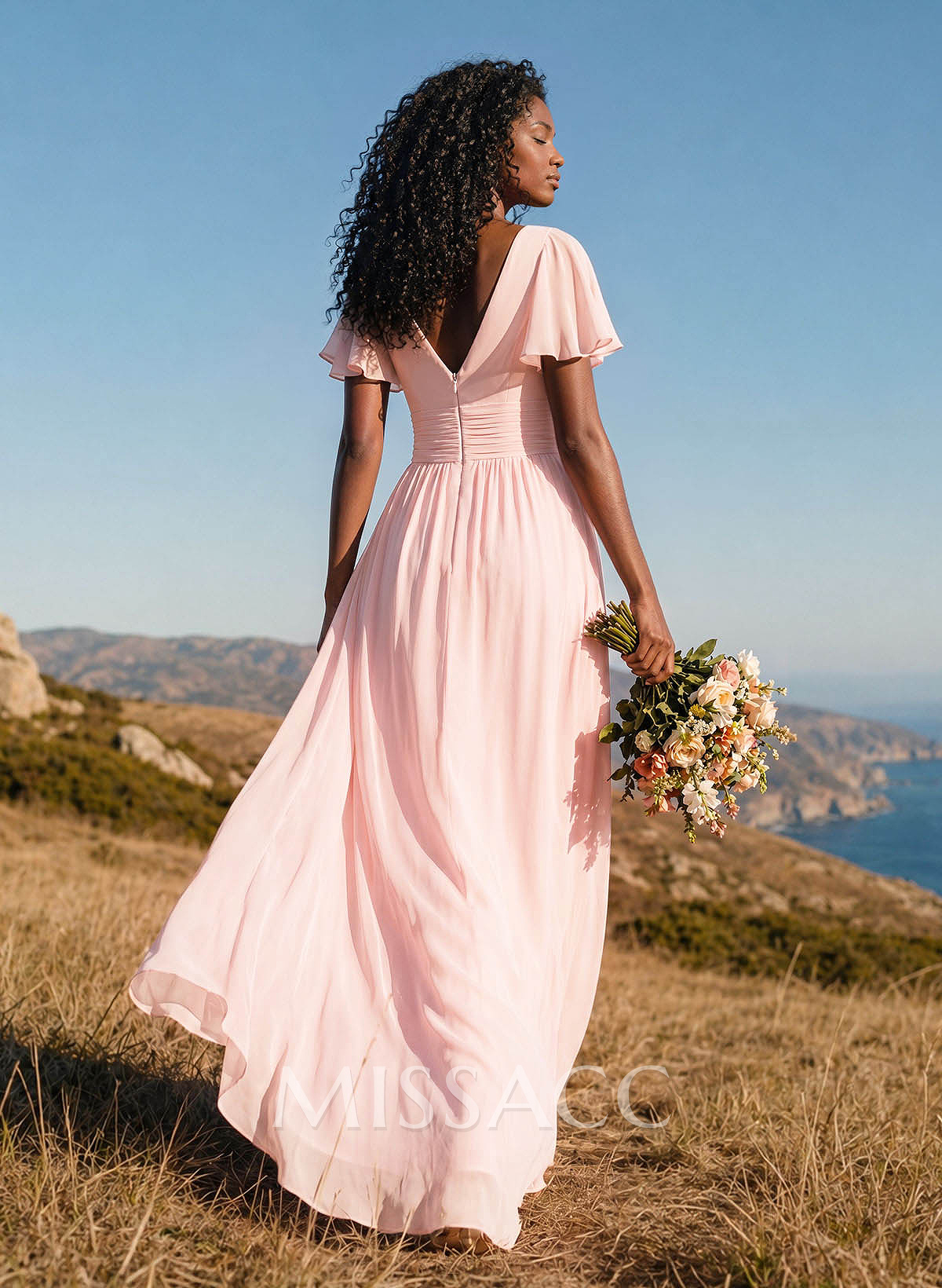 Classy A-Line V-Neck Flutter Sleeve Chiffon Bridesmaid Dresses Classy A-Line V-Neck Flutter Sleeve Chiffon Bridesmaid Dresses