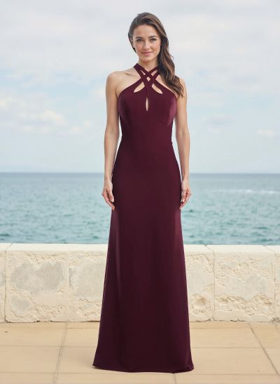 Flattering Trumpet Halter Sleeveless Elastic Satin Bridesmaid Dresses